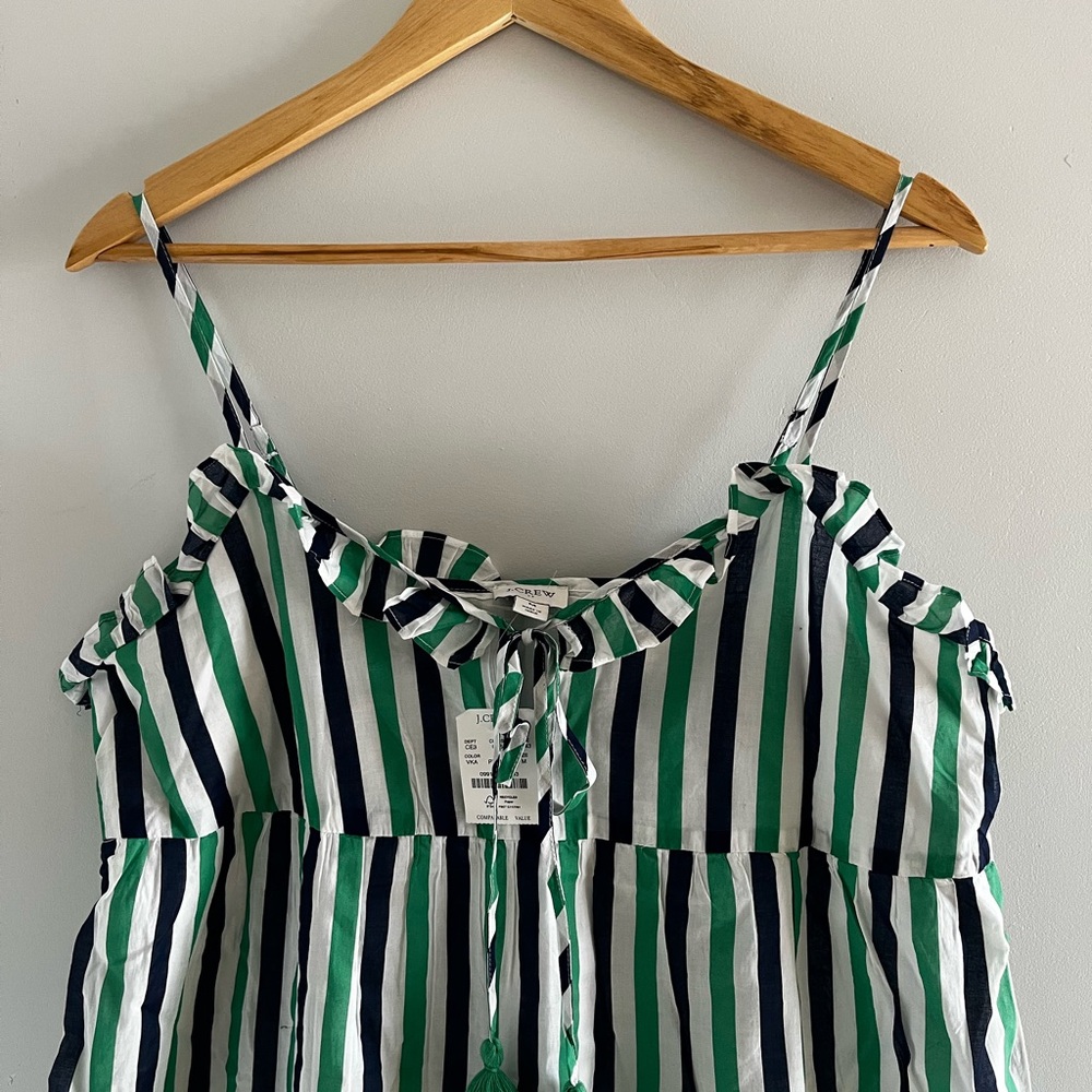 J. Crew Green and Blue Ruched Ruffled Sundress - Picture 4 of 5